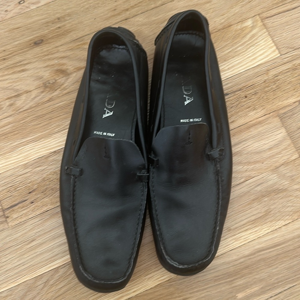 Prada Women Leather Loafers Size 37